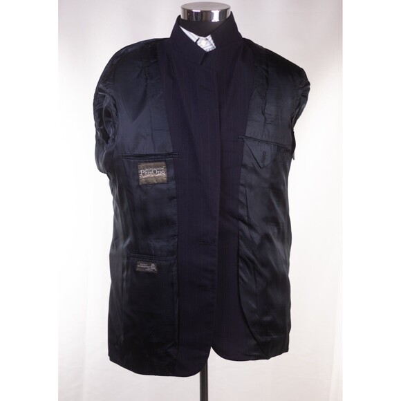 Nordstrom Plus One Men Print Striped Blue blazer Coat Jacket 2 button Sz 41 - Picture 10 of 11